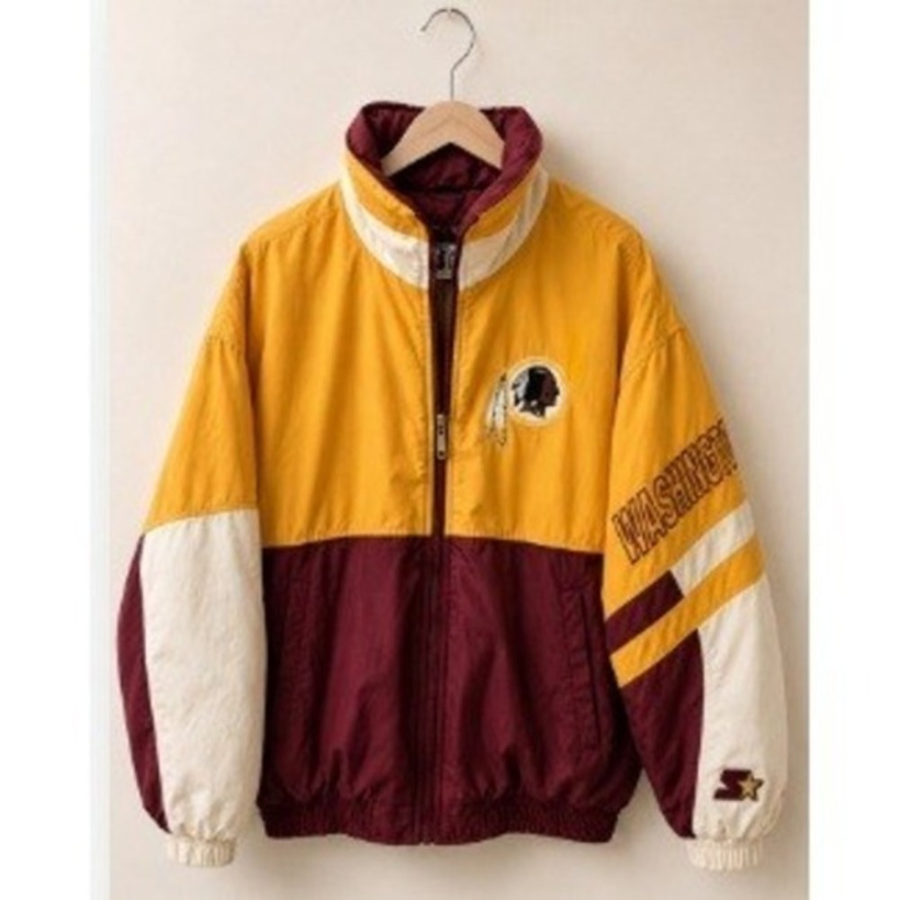 Vintage Washington Redskins Starter Jacket Mens Large Burgundy Gold NFL Full Zip
